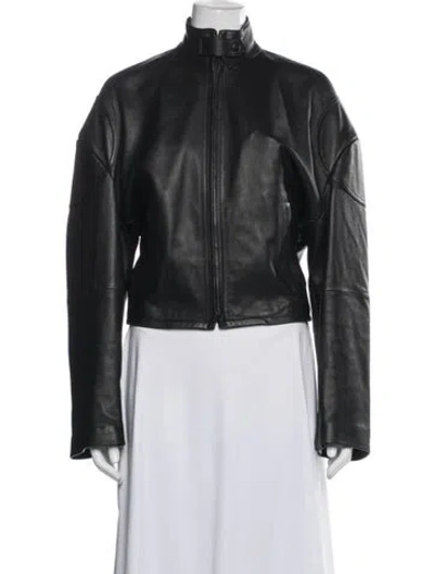 Pre-owned Acne Studios Lamb Leather Biker Jacket In Blue