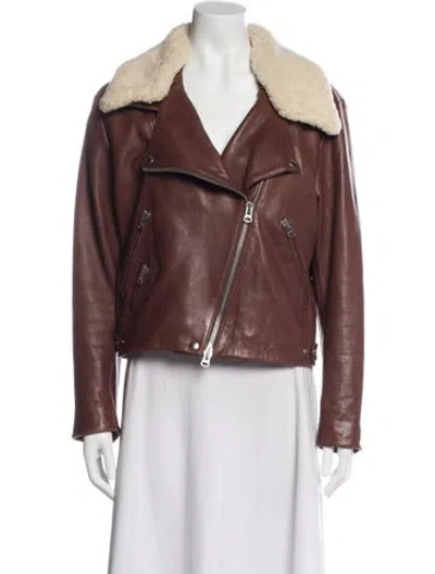 Pre-owned Acne Studios Lamb Leather Biker Jacket In Brown