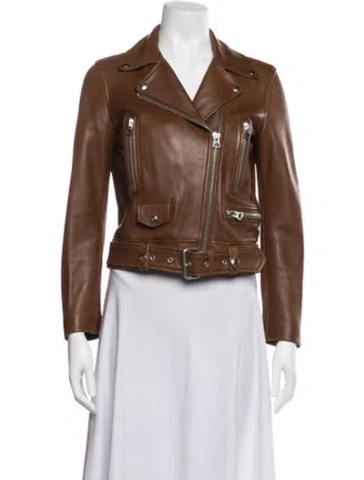Pre-owned Acne Studios Lamb Leather Biker Jacket In Brown