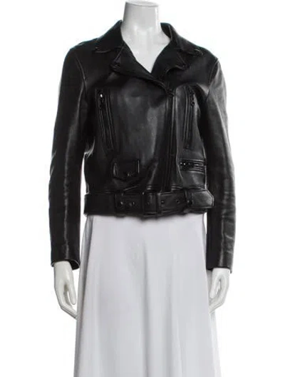 Pre-owned Acne Studios Lamb Leather Biker Jacket In Green