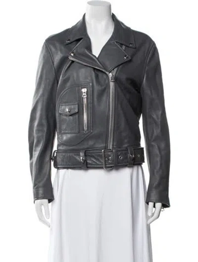Pre-owned Acne Studios Lamb Leather Biker Jacket In Grey