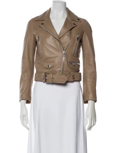Pre-owned Acne Studios Lamb Leather Biker Jacket In Neutral