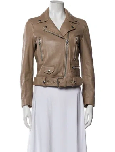 Pre-owned Acne Studios Lamb Leather Biker Jacket In Neutral