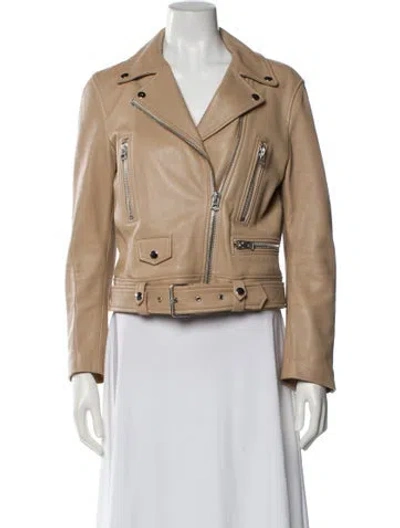Pre-owned Acne Studios Lamb Leather Biker Jacket In Neutral