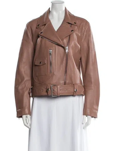 Pre-owned Acne Studios Lamb Leather Biker Jacket In Neutrals