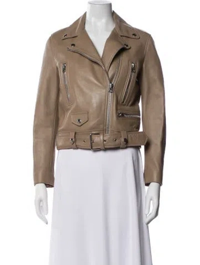 Pre-owned Acne Studios Lamb Leather Biker Jacket In Neutrals