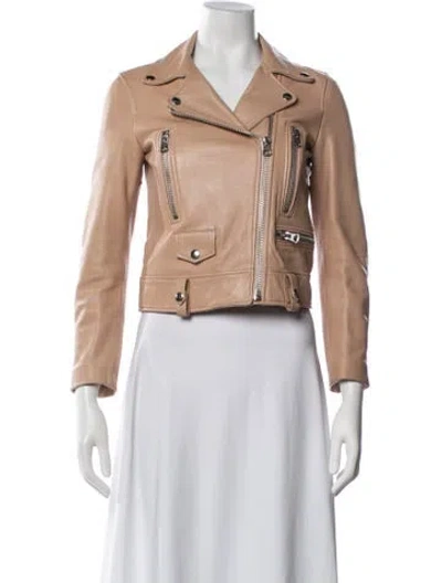 Pre-owned Acne Studios Lamb Leather Biker Jacket In Neutrals