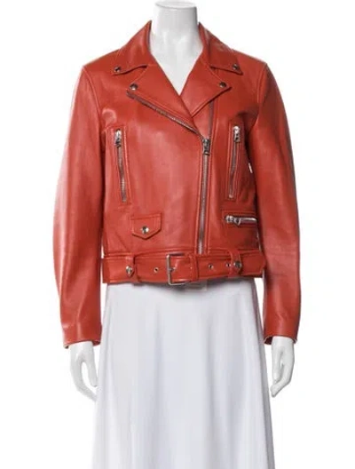 Pre-owned Acne Studios Lamb Leather Biker Jacket In Orange