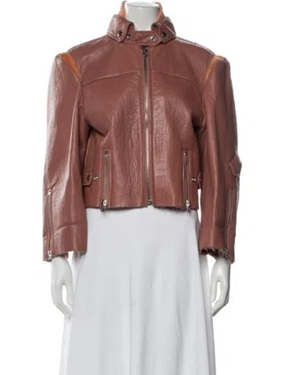 Pre-owned Acne Studios Lamb Leather Biker Jacket In Pink