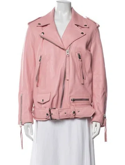 Pre-owned Acne Studios Lamb Leather Biker Jacket In Pink