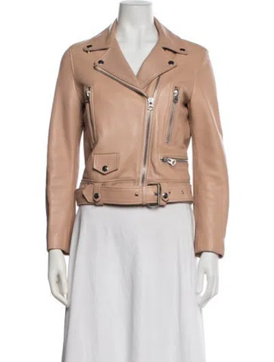 Pre-owned Acne Studios Lamb Leather Biker Jacket In Pink