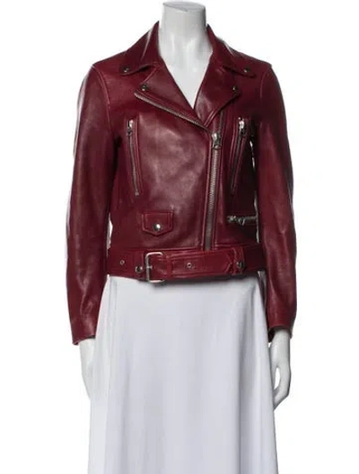 Pre-owned Acne Studios Lamb Leather Biker Jacket In Red