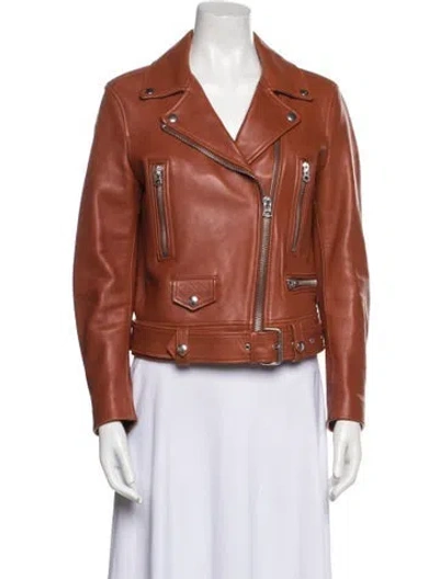 Pre-owned Acne Studios Lamb Leather Biker Jacket In Red