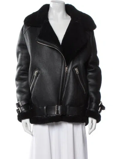 Pre-owned Acne Studios Lamb Leather Faux Fur Coat In Black