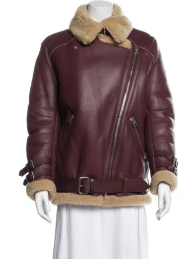Pre-owned Acne Studios Lamb Leather Fur Jacket In Red
