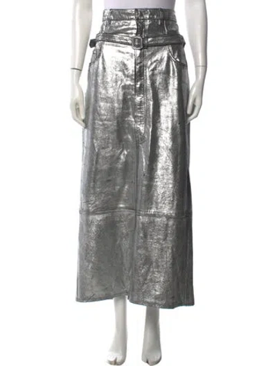 Pre-owned Acne Studios Lamb Leather Long Skirt In Silver
