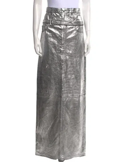Pre-owned Acne Studios Lamb Leather Long Skirt W/ Tags In Silver