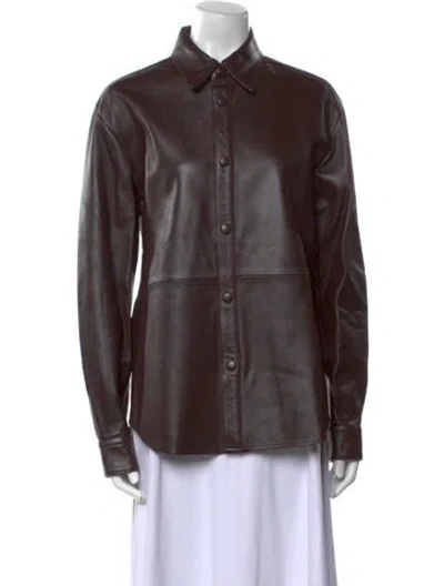 Pre-owned Acne Studios Lamb Leather Long Sleeve Shirt In Brown