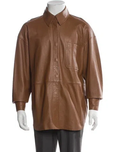 Pre-owned Acne Studios Lamb Leather Long Sleeve Shirt In Brown