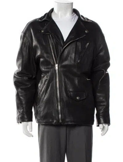 Pre-owned Acne Studios Lamb Leather Moto Jacket In Black