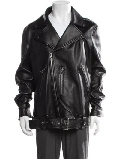 Pre-owned Acne Studios Lamb Leather Moto Jacket In Black