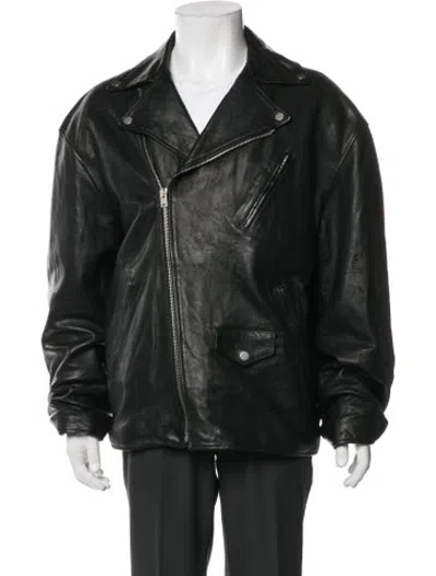Pre-owned Acne Studios Lamb Leather Moto Jacket In Black