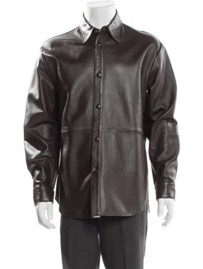 Pre-owned Acne Studios Lamb Leather Moto Jacket In Gray