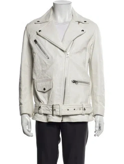 Pre-owned Acne Studios Lamb Leather Moto Jacket In White