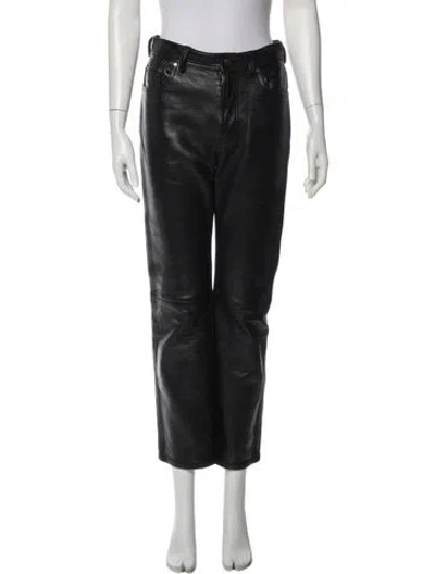 Pre-owned Acne Studios Lamb Leather Straight Leg Pants In Blue