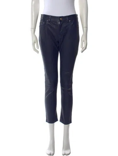 Pre-owned Acne Studios Lamb Leather Straight Leg Pants In Blue