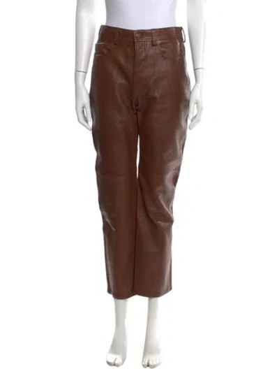 Pre-owned Acne Studios Lamb Leather Straight Leg Pants In Brown