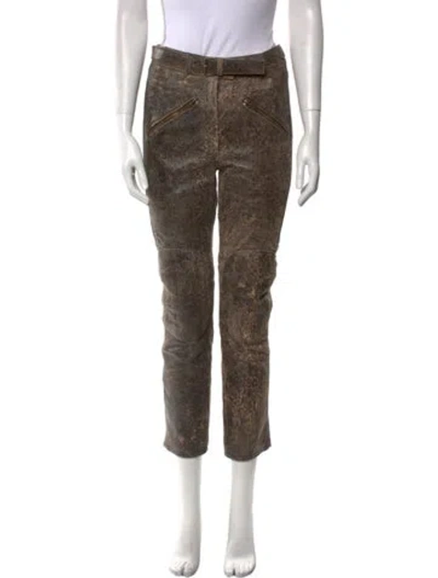 Pre-owned Acne Studios Lamb Leather Straight Leg Pants W/ Tags In Brown
