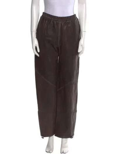 Pre-owned Acne Studios Lamb Leather Straight Leg Pants W/ Tags In Brown