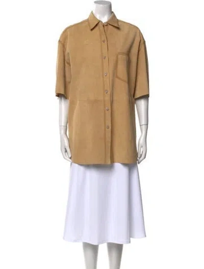 Pre-owned Acne Studios Lamb Leather Three-quarter Sleeve Tunic In Neutral