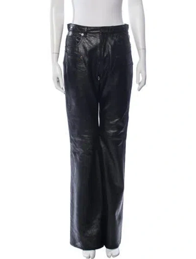 Pre-owned Acne Studios Lamb Leather Wide Leg Pants In Black