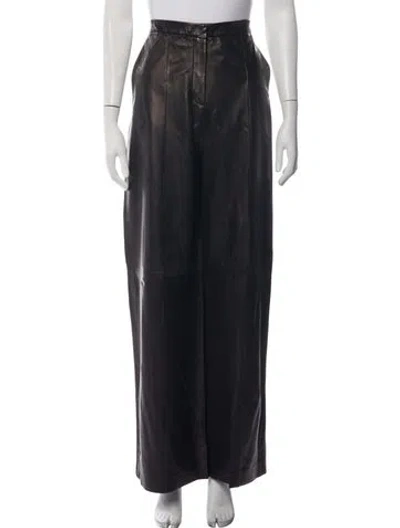 Pre-owned Acne Studios Lamb Leather Wide Leg Pants In Black