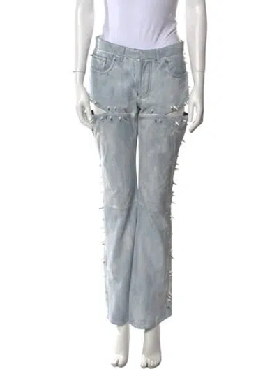 Pre-owned Acne Studios Lamb Leather Wide Leg Pants In Blue