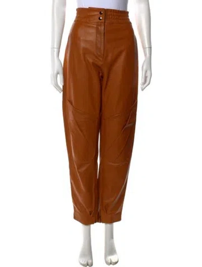 Pre-owned Acne Studios Lamb Leather Wide Leg Pants In Brown