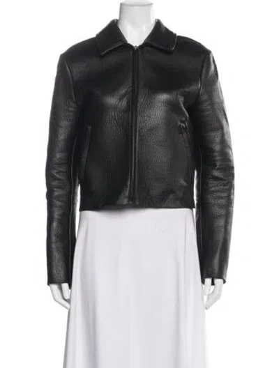 Pre-owned Acne Studios Lambskin Biker Jacket In Gray