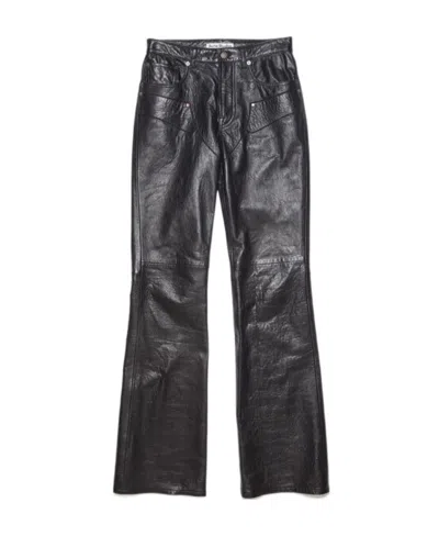 Acne Studios Lambskin Flared Trousers In Black