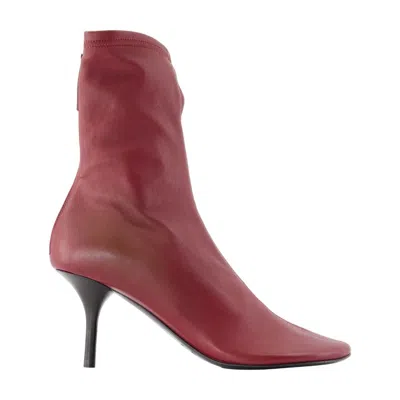 Acne Studios Lambskin Leather Ankle Boot In Burgundy