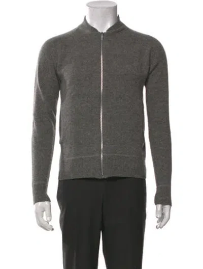 Pre-owned Acne Studios Lambswool Mock Neck Cardigan In Grey
