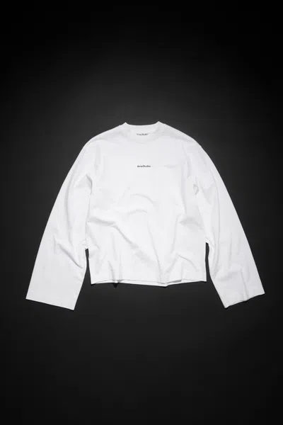 Acne Studios Logo Long Sleeve T-shirt In Optisches Weiss