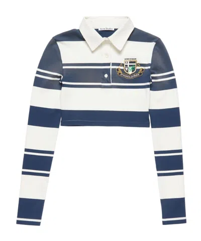Acne Studios Lapel Long Sleeve Polo Shirt In Blue