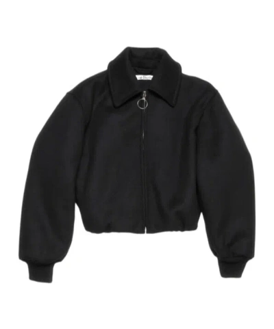 Acne Studios Owella Wool Blend Felt Bomber Jacket In Black