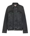 Acne Studios Lapel Long-sleeved Denim Coat In Black