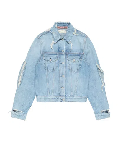 Acne Studios Lapel Long-sleeved Denim Jacket In Blue