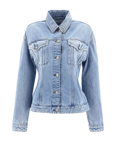 Acne Studios Lapel Long-sleeved Denim Jacket In Blue