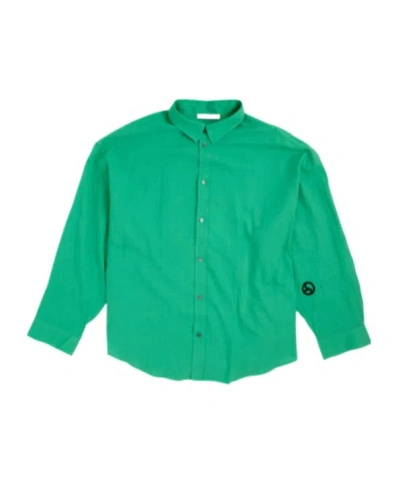 Acne Studios Lapel Long-sleeved Shirt In Green