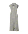 Acne Studios Layered Chiffon And Floral-print Crepe Maxi Dress In Gray
